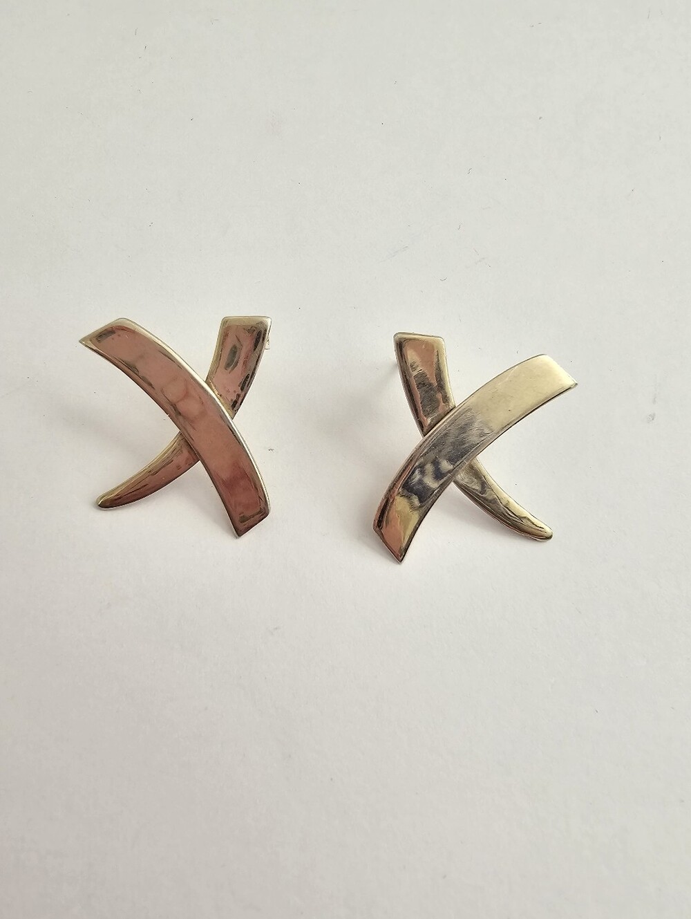 Vintage Mexico Sterling Silver 925 Crossover X Stud Earrings Taxco Style 5.79g